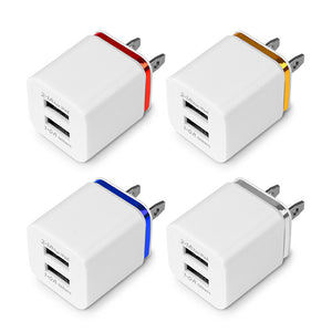 POWSTRO USB Wall Charger Travel Dual Port Adapter For iPhone Samsung iPad Android Phone Charger US Plug or EU Plug 1A 2.1A