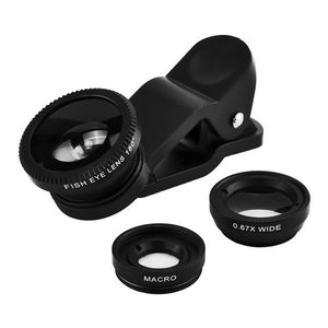 Powstro 3 in 1 Mobile Phone Lens Wide Angle Lens+3X Macro Lens +198 Fisheye Lenses For iPhone Samsung Sony Motorola Smartphone