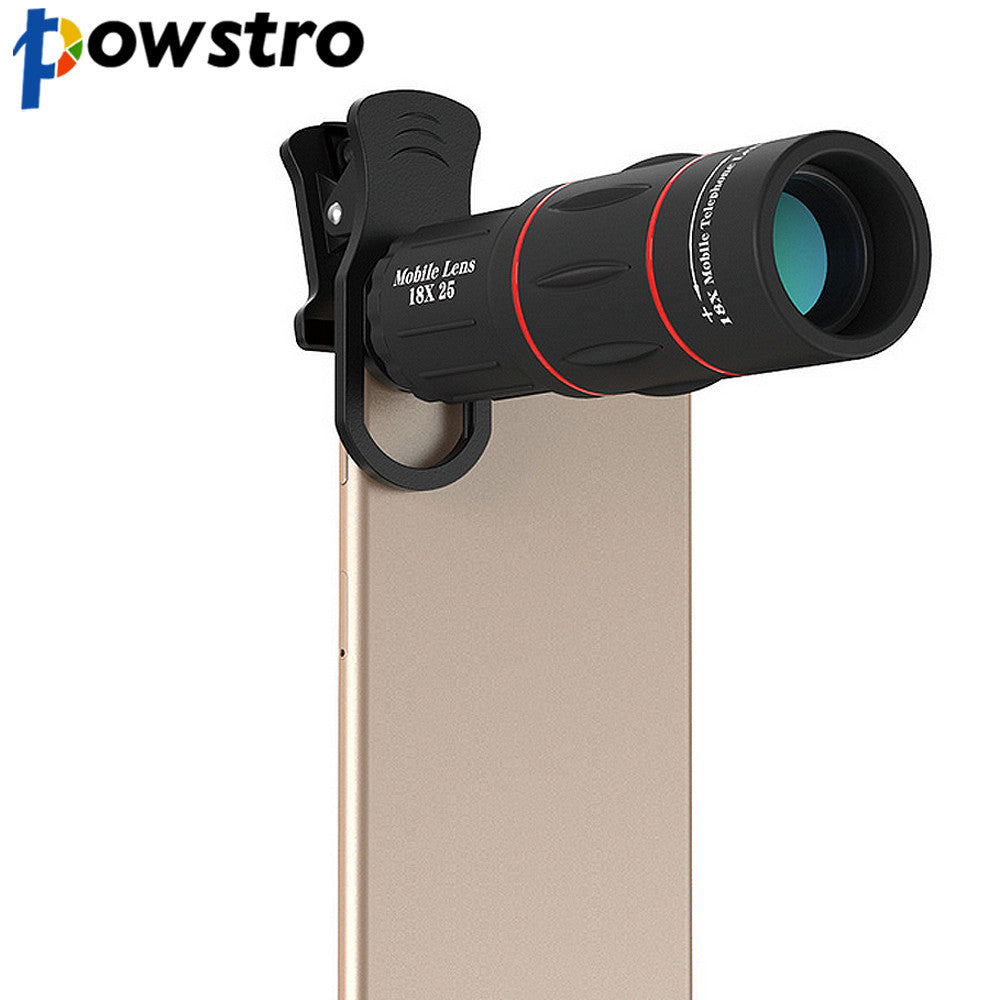 POWSTRO 18X Zoom 1000m/3280ft Telescope Phone Camera Lens Outdoor Telescope Mobile Lens with Tripod Clip For iPhone Samsung HTC