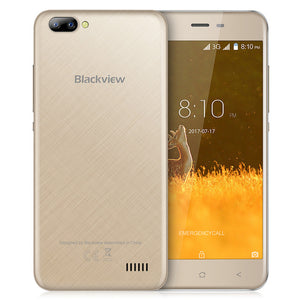 Blackview A7 Android 7.0 MTK6580A Quad Core 5.0" 16:9 HD IPS Screen 1GB+8GB 0.3MP+5MP Dual Rear Cams Bluetooth 4.1 3G Smartphone