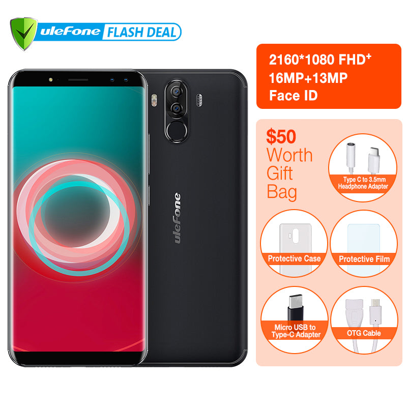 Ulefone Power 3S 6.0" 18:9 FHD+ Mobile Phone MTK6763 Octa Core Android 7.1 4GB+64GB 16MP 4 Camera 6350mAh Face ID 4G Smartphone