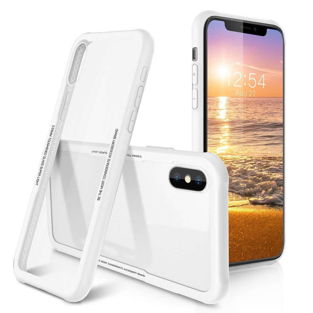 Transparent Tempered Glass for IPhone X Cellphone Case Perfect Touch TPU Para Bumper Soft Back Cover