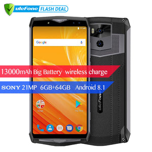 Ulefone Power 5 13000mAh 4G Smartphone 6.0" FHD MTK6763 Octa Core Android 8.1 6GB+64GB 21MP Wireless charger Fingprint Face ID