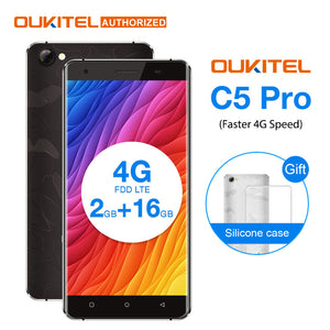 OUKITEL C5 PRO 5.0 inch Android 6.0 4G Smartphone 2GB+16GB MTK6737 Quad Core Cellphone 2000mAh GPS Mobile Phone Dual Micro SIM