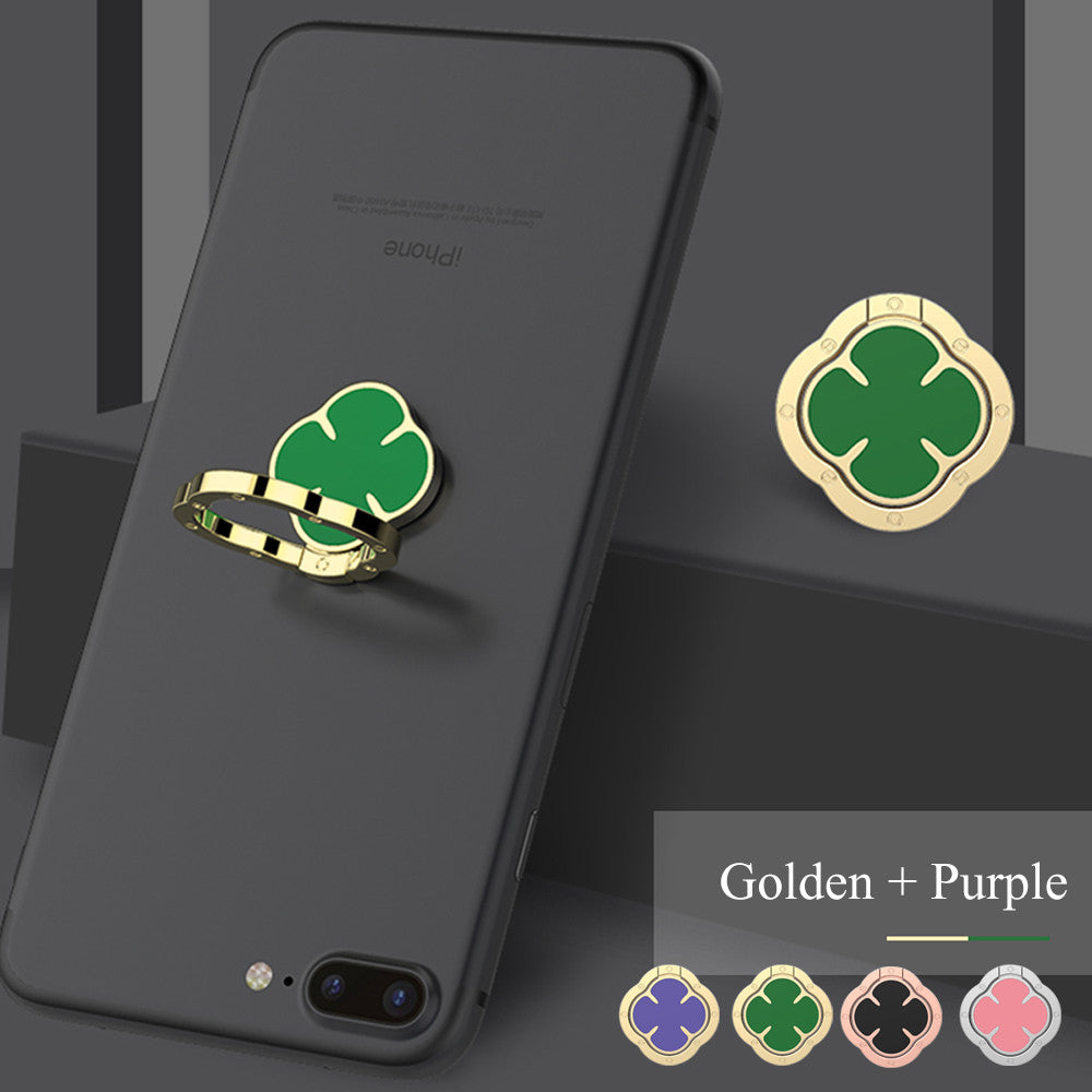 Powstro Four-leaf clover shape finger ring holder 360 degrees rotatable and 180 degrees foldable stand for smartphone