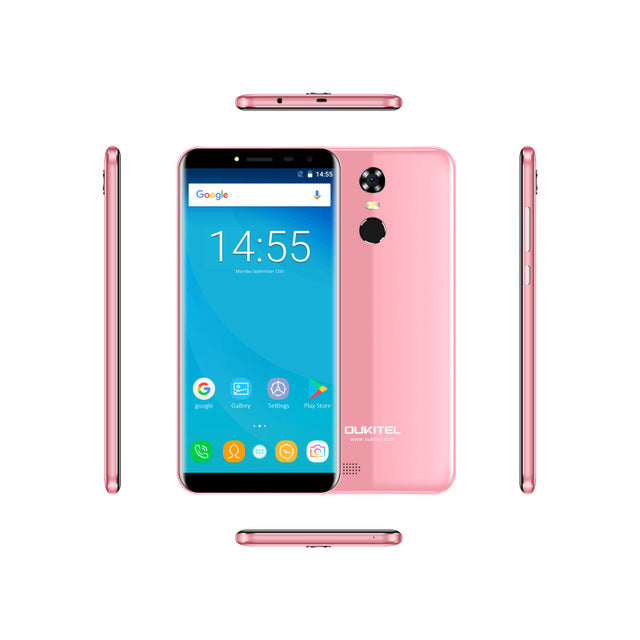 Original Oukitel C8 5.5Inch 18:9 Display Smartphone Android 7.0 3000mAh 2GB RAM 16GB MT6580 Quad Core Fingerprint 13MP Cellphone