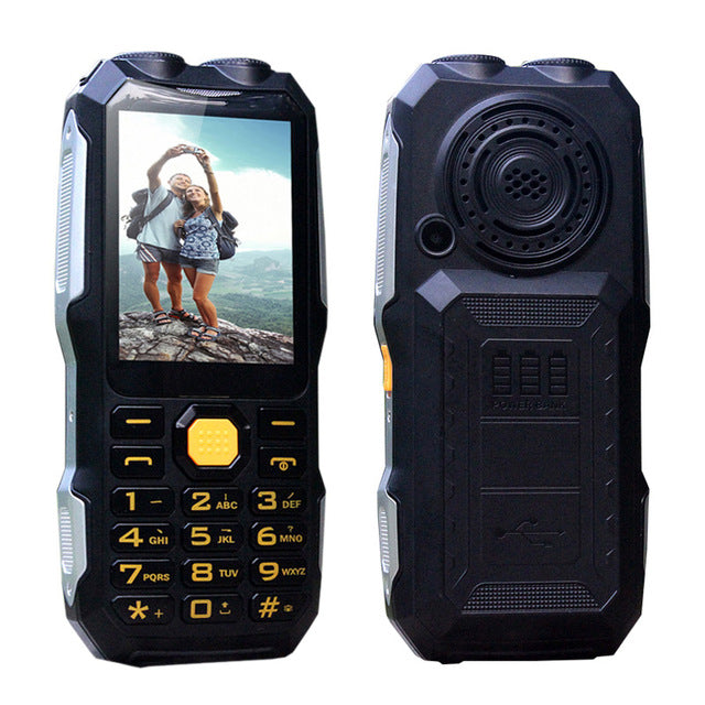 DBEIF D2016 Magic Voice Dual Flashlight FM 13800mAh MP3 MP4 Power Bank Antenn Analog TV Rugged Mobile Phone Cell P242